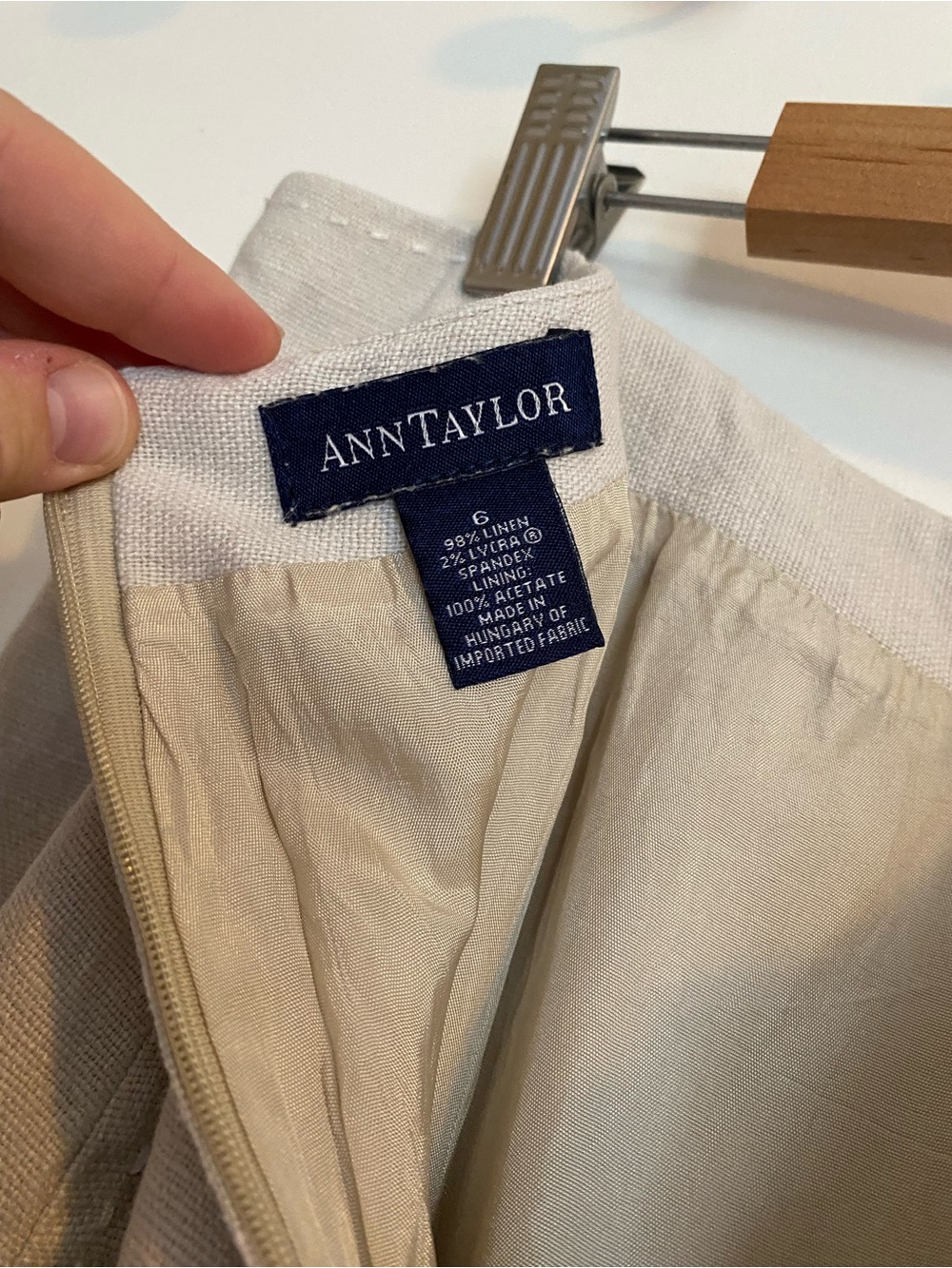 Ann Taylor Cream Linen Midi A-Line Skirt - Picture 4 of 5